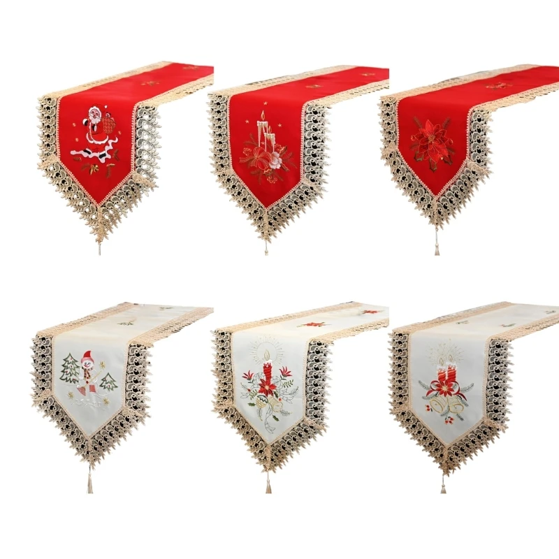 

2023 New Fashion Handmade Table Runner Flower Snowmen Embroided Runner for Home Use