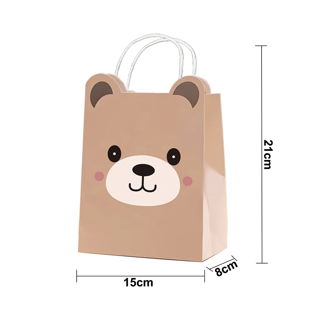 5/10/15/20/30/50pcs Cute Cartoon Animal Paper Bags with Handle Candy Snack Bag Kids Birthday Party Decoration Supplies Gifts 2