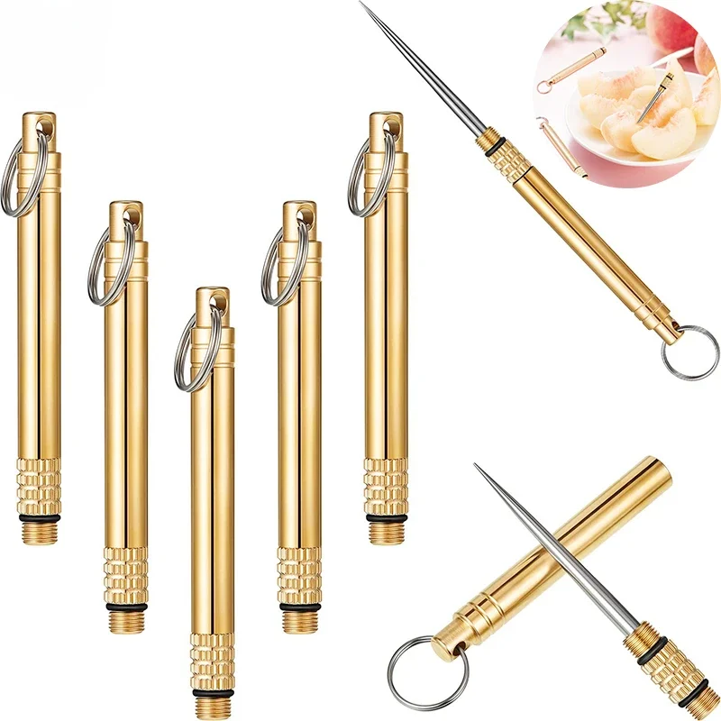 Toothpick Bottle Portable Titanium Outdoor Multifunctional Fruit Fork Camping Toothpick Tube