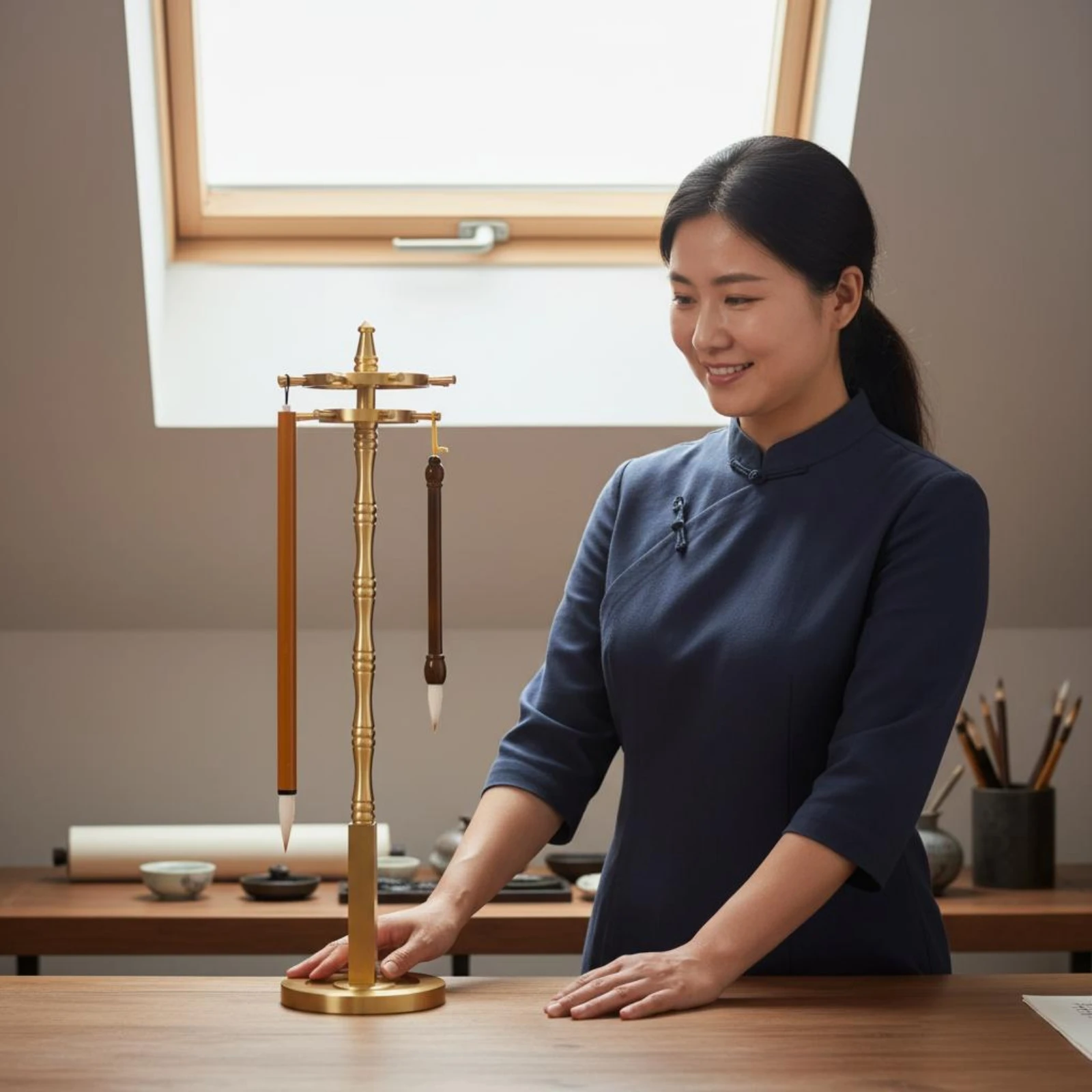 14개의 후크 브러시 랙 분리형 회전 브러시 홀더 책상 액세서리 360도 회전 데스크탑 장식 연구용 심플한 디자인