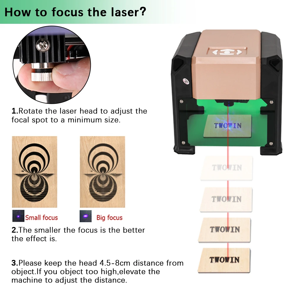 Laser Engraving Machine TopDirect CNC Laser Engraver K4 Pro Woodworking Mark Printer Mini 3000mW with Bluetooth for Wood Plastic