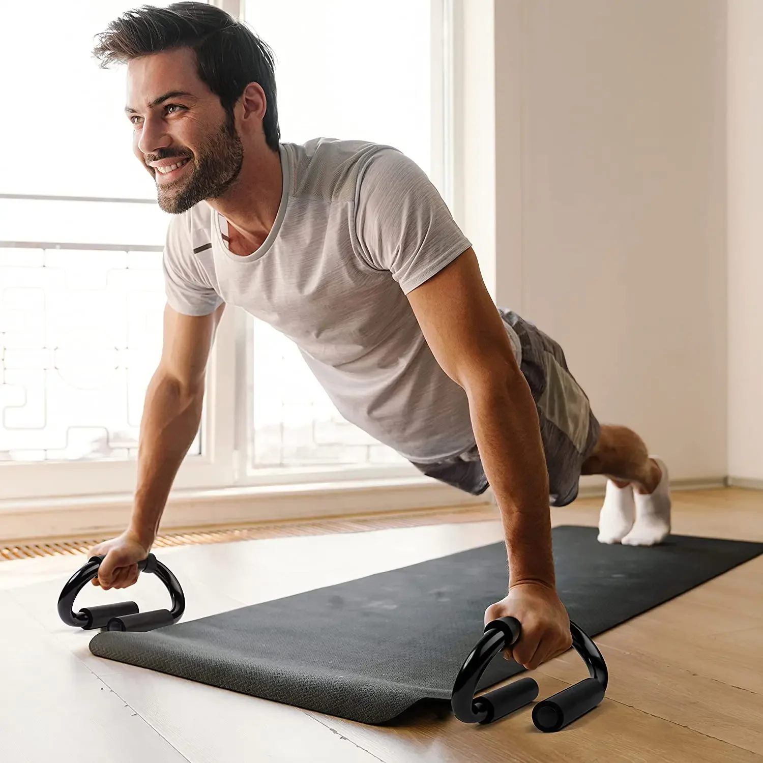 Metal Push Up Bars for Men and Women, Non Slip Push Up Stands for Pushups, Home Workout Exercise