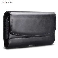 Universal Leather Phone Pouch with Belt Clip and Card Holder - Samsung S20 (Black)