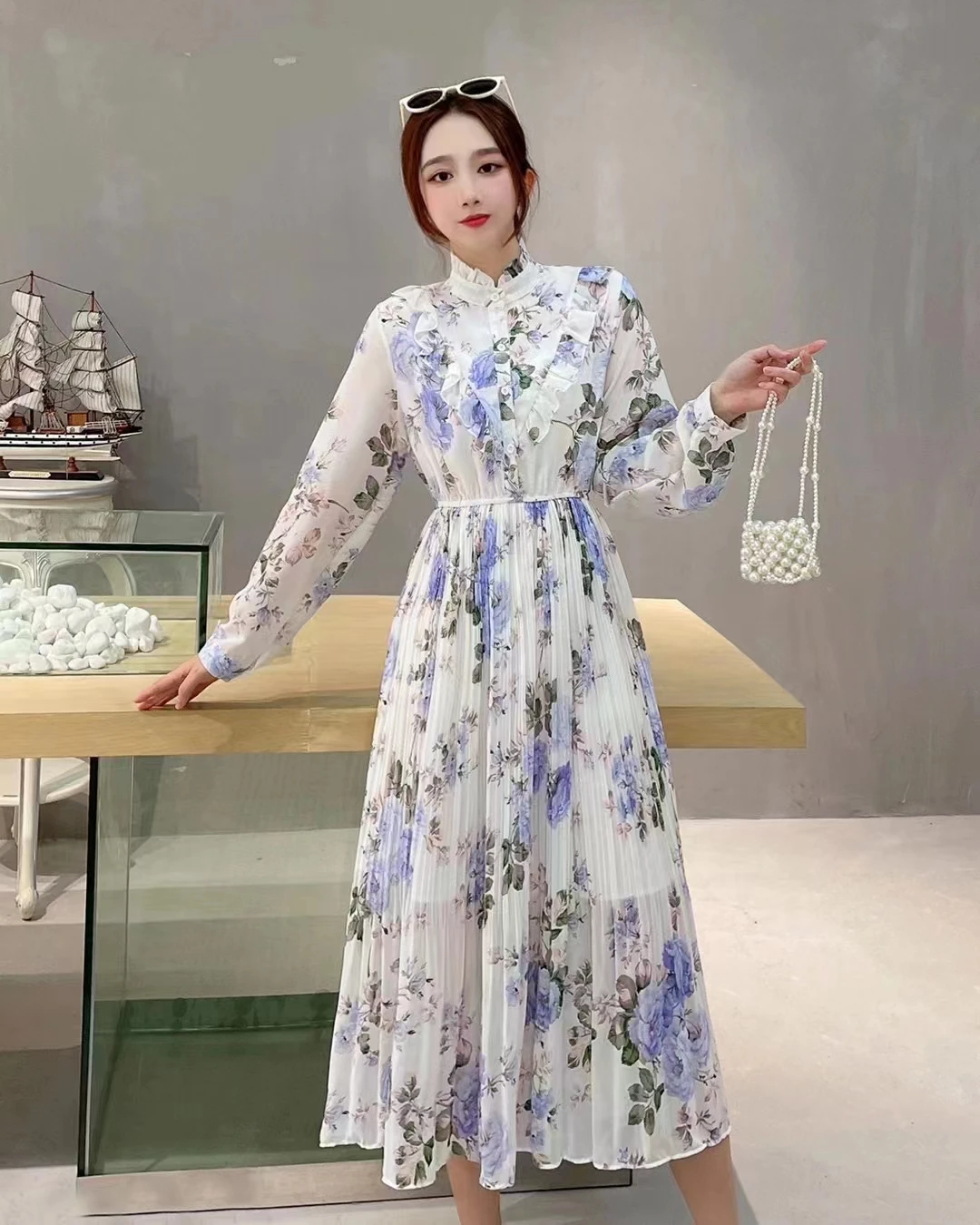 ワンピース sheller flocky check long shirt dress Long dress – shéller / シェリエ