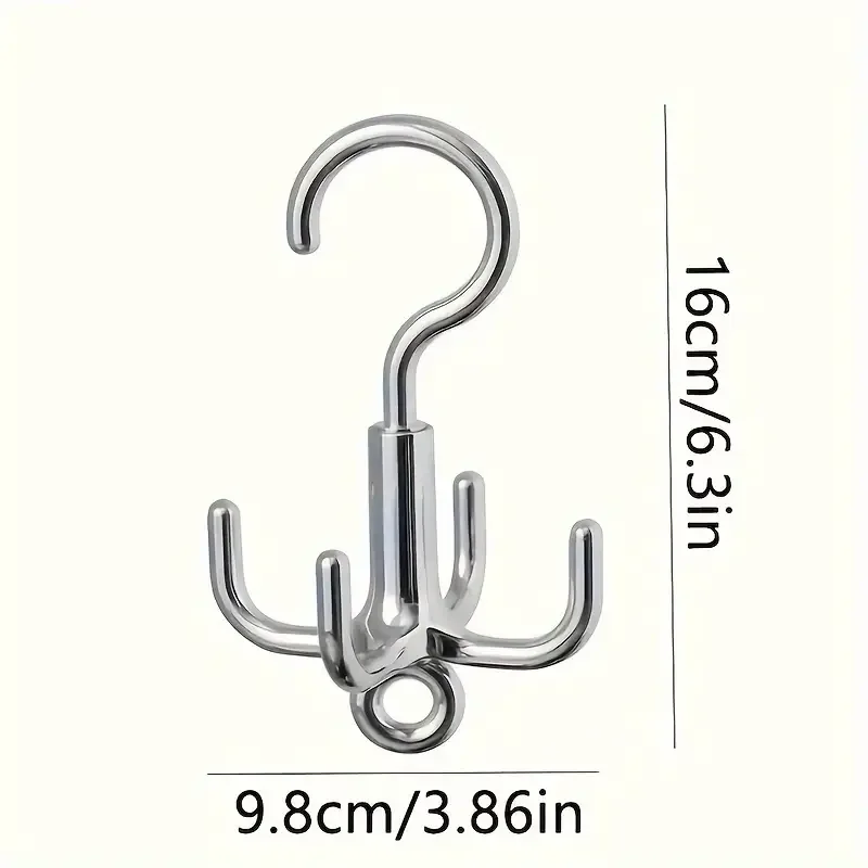 Clothes Hooks 1Pc Multifunctional Rotating Punch Free 4-Claw Rotation Coat Hanger Belt Organizer Scarf Storage Rack Wardrobe