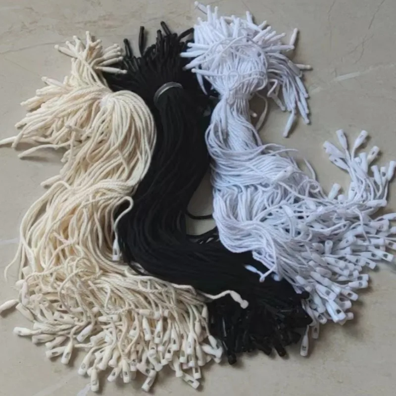 1000PCS 8 inches Cotton Tag Strings Hang Tags cords Garment Snap Lock Pin Loop Tie Fasteners