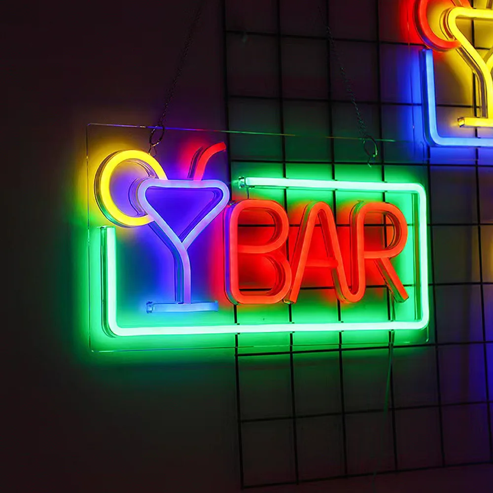 

LED neon BAR style sign bar outdoor waterproof advertising hanging lights wall decorative lights 5V USB Tape switch