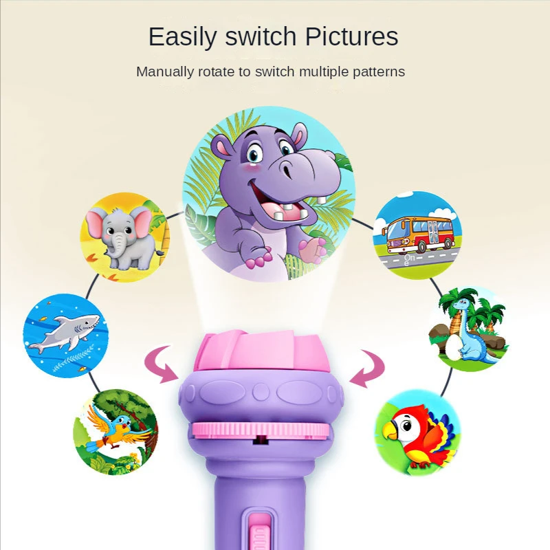 Cute Cartoon Creativity Toy Torch Lamp Flashlight Projector Toy Flashlight Projector Torch Lamp Baby Sleeping Story Book luminous projection flashlight flashlight projector toy