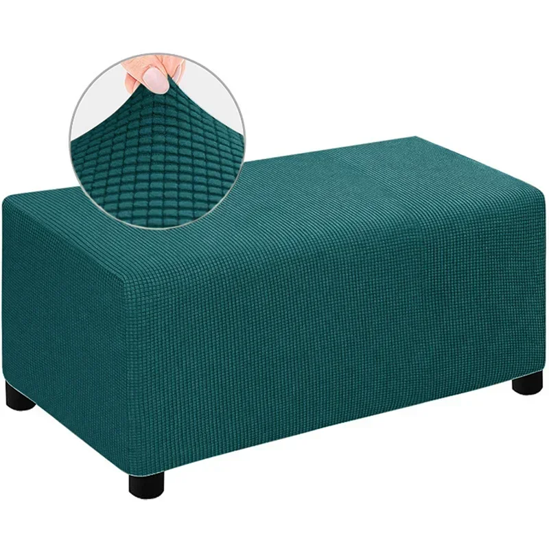 Jacquard Ottoman Slipcover Storage Stool Furniture Protector Cover Thick Rectangle Elastic Foot Rest Slipcover Home Decor 오토만 커버 6