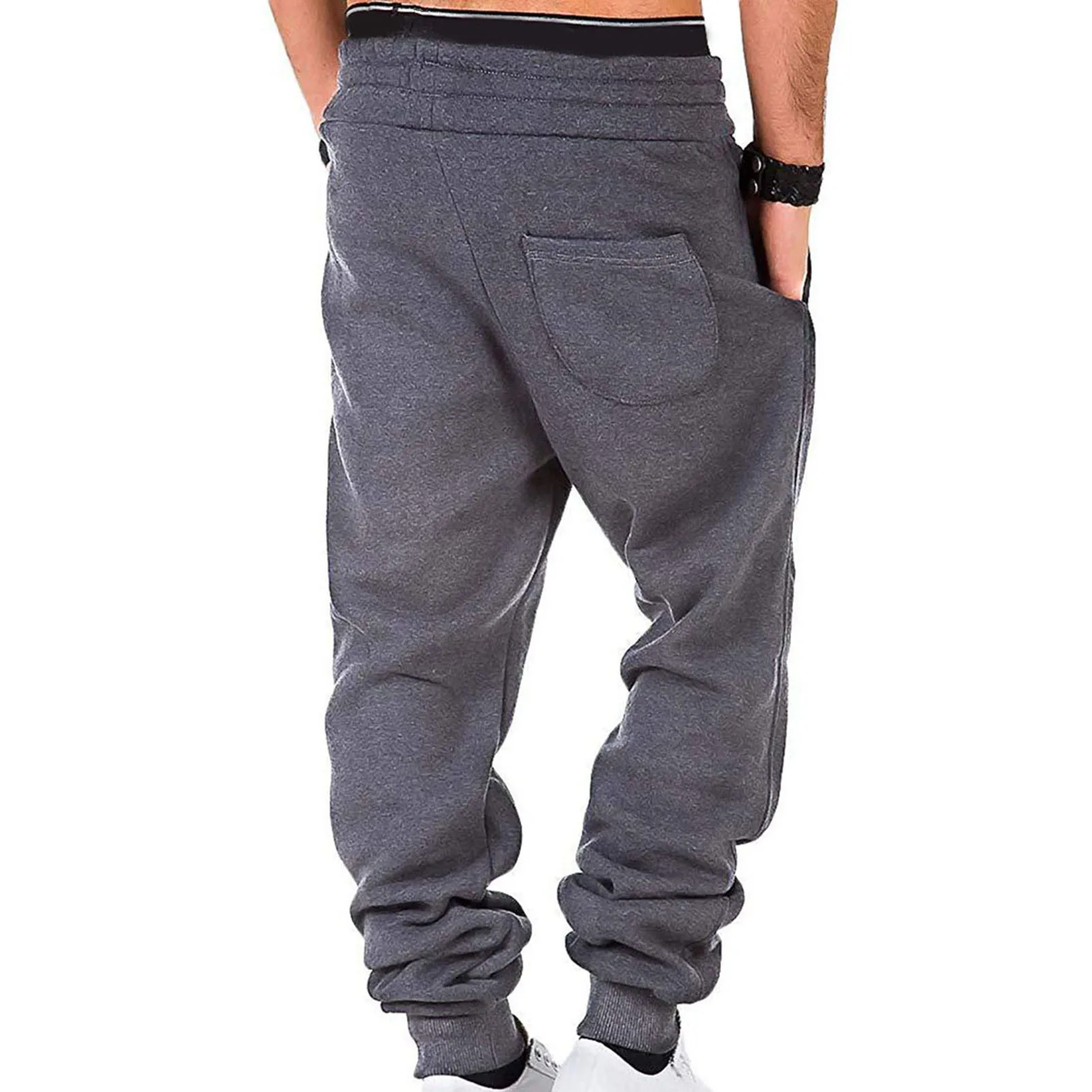 Men Sports Pants Warm Fitness Harem Pants Plush Lined Mid Elastic Waist Mens Casual Sweatpants Soft Jogging pantalones
