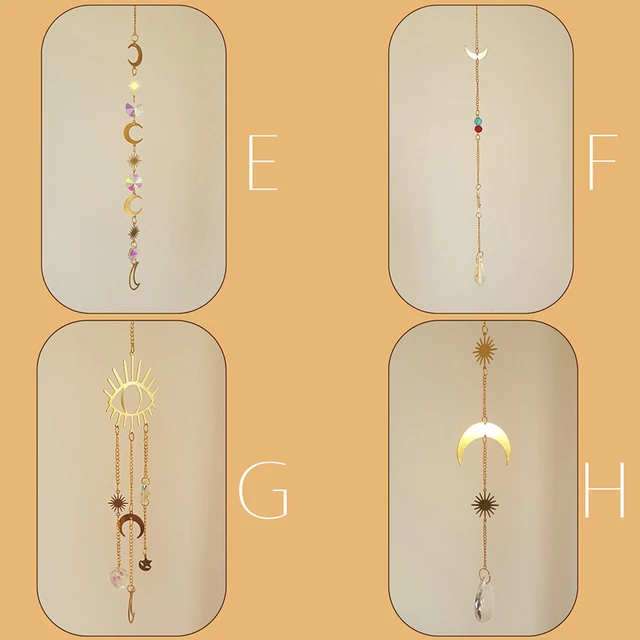 Crystal Suncatcher Arany Holdcsillag Napsókészülők Lógnak Színes Kristály Prizma Dísz Szivárványkészítő Ablak Kerti Dekoráció - Image 6