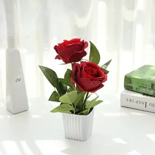 Artificial Flowers rose Bonsai for Decorative Fake Flowers Potted Dry Plastic Flowers Room Home Decor Garden festival