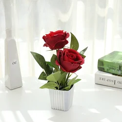 Artificial Flowers rose Bonsai for Decorative Fake Flowers Potted Dry Plastic Flowers Room Home Decor Garden festival