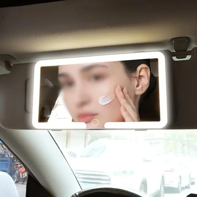 Intelligent Touch LED Mirror Rechargeable Makeup Mirror Size 23.5*12.7cm Car Vanity Mirror 600 MAh Lithium Battery Compact Size 6
