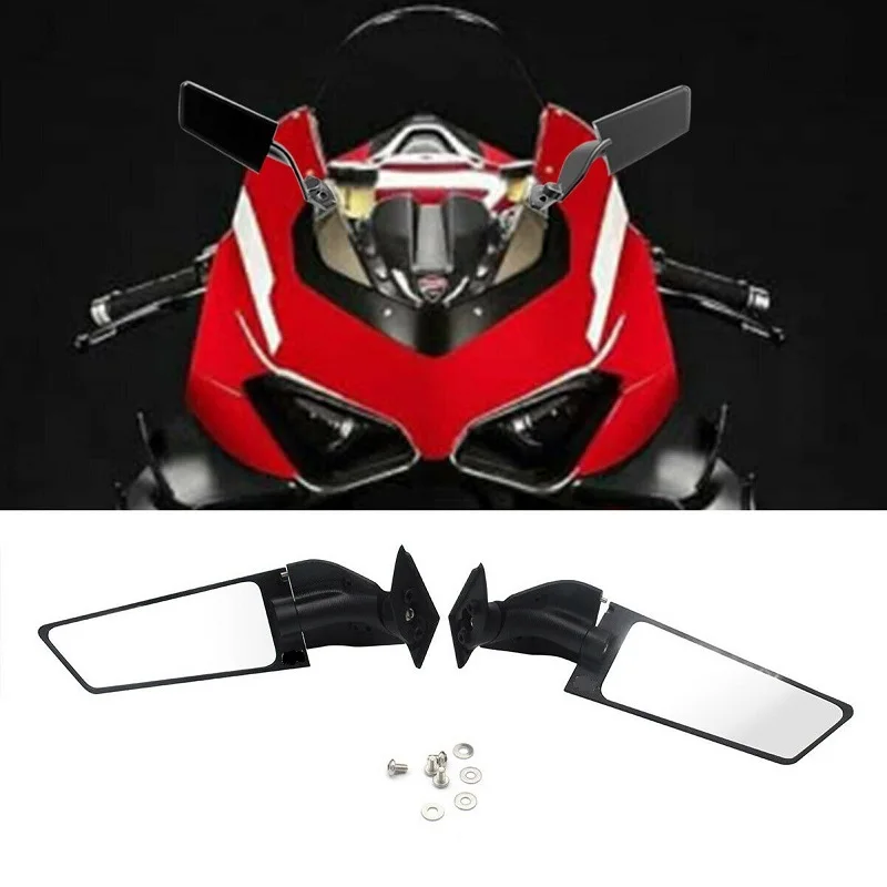 Cnc Black Adjustable Wing Fin Rearview Side Mirror For Ducati Panigale