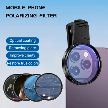 Obiettivo del telefono cellulare Polarizzatore universale Obiettivo della fotocamera CPL Star Filtro ND variabile per smartphone Nero Clip a foro grande Obiettivo singolo