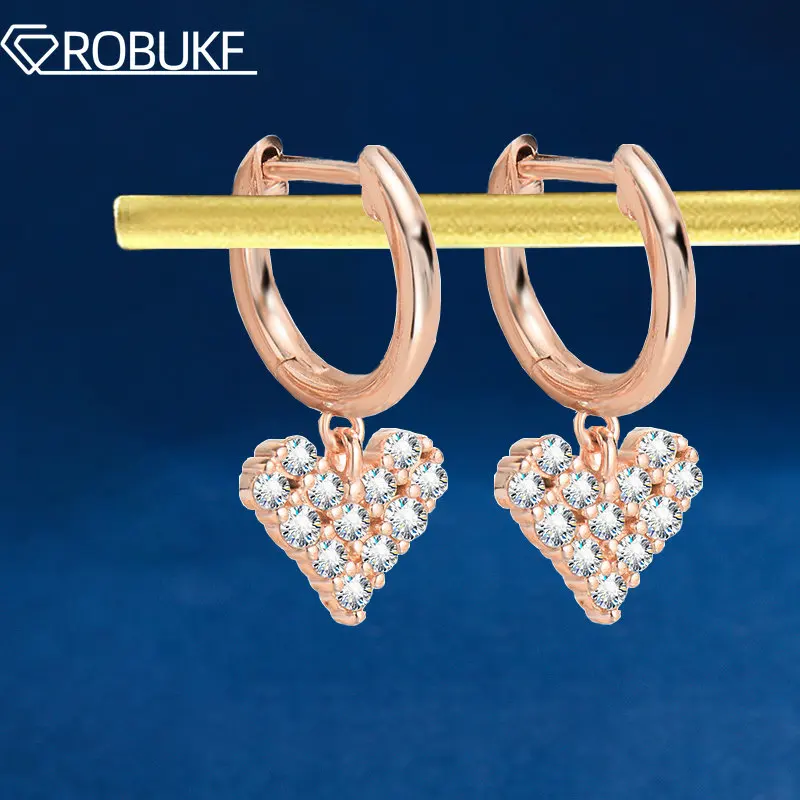 

925 Sterling Silver Drop Earrings For Women Heart Earrings Moissanite Diamond D Color Engagement Wedding Rose Gold Jewelry Gifts