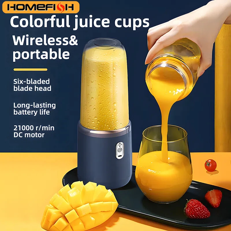 Portable Juicer Blender 400ml Electric Fruit Juicer USB Charging Lemon Orange Fruit Juicing Cup Smoothie Blender Machine 2cups 1