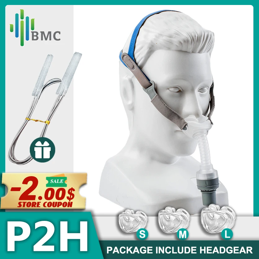 BMC Nasal Pillow P2H Mask CPAP Nasal Pillow Interface Comfortable for Auto  CPAP No Invasive Medical Machine Stop Sleep Snoring