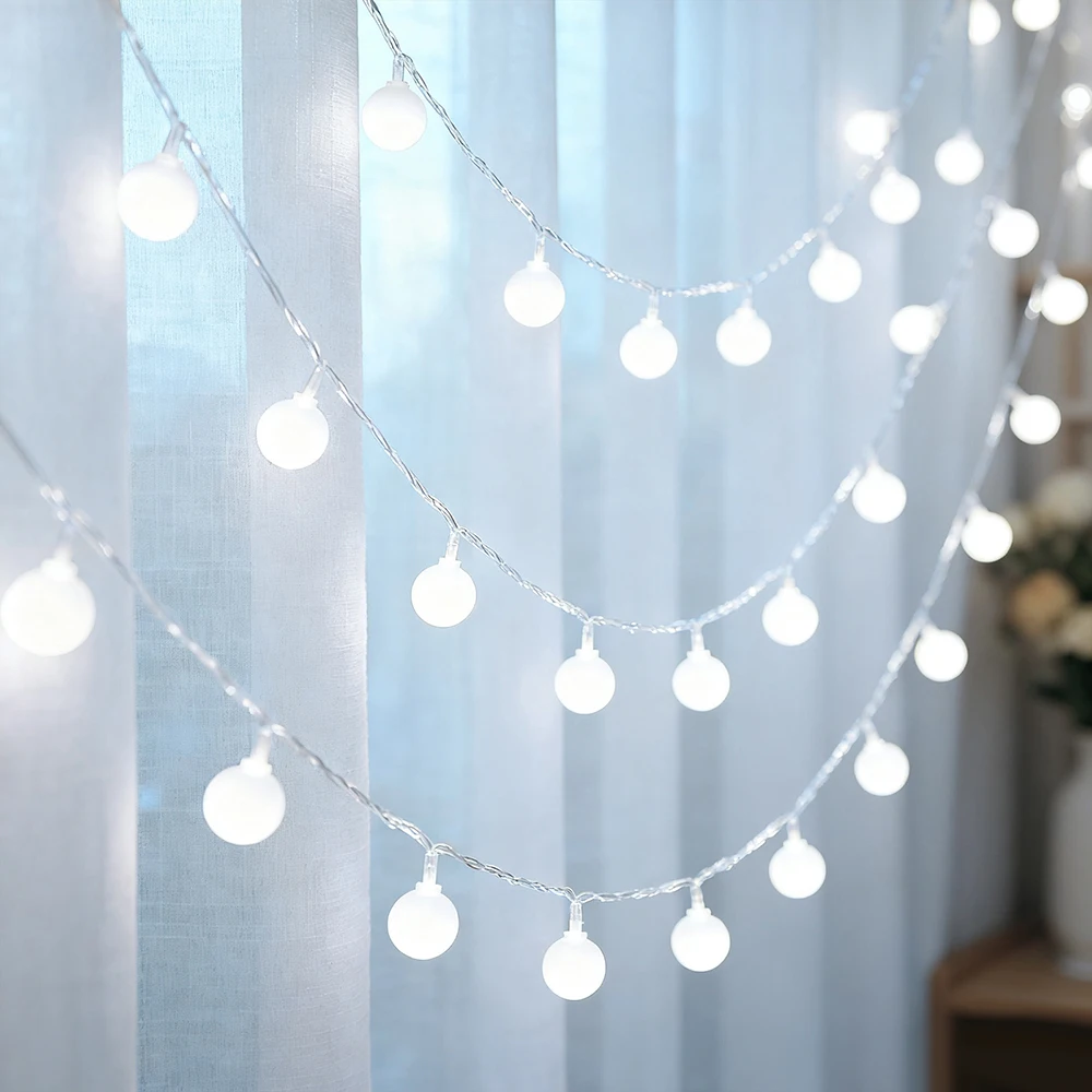 5V 1.5m 3m 6m10m Bubble Ball LED String Fairy Light USB/Battery Powered Warm White/RGB Wedding Christmas Party Home Decoration