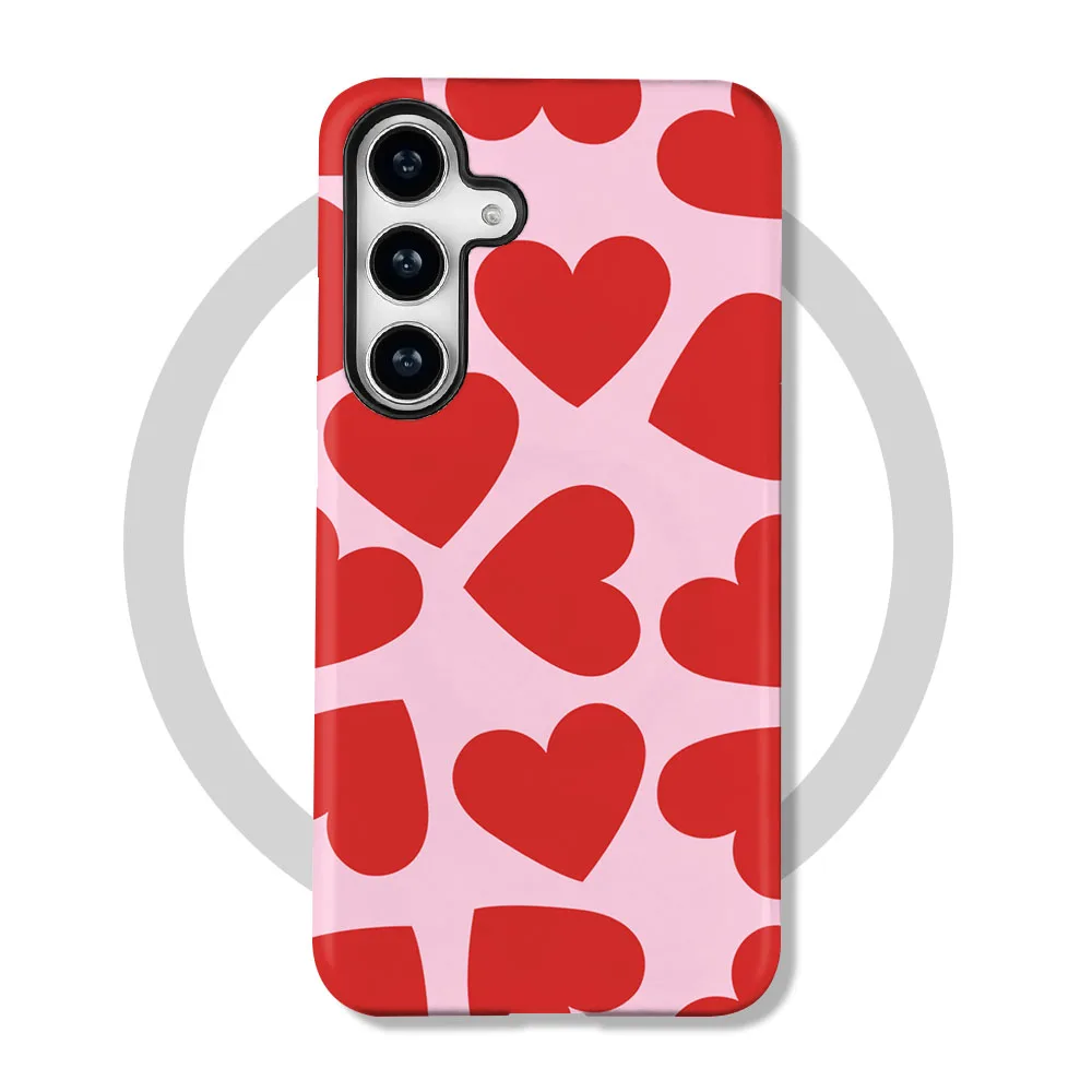 Magnetic Love Heart Phone Case with 2-in-1 Film Cover