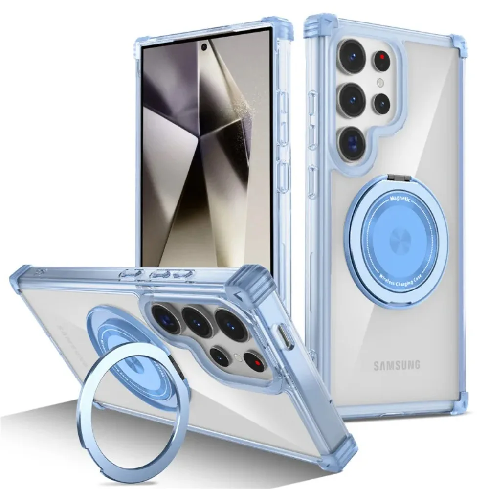 Premium 360° Rotating Magnetic Ring Case - Shockproof Clear Protector Cover