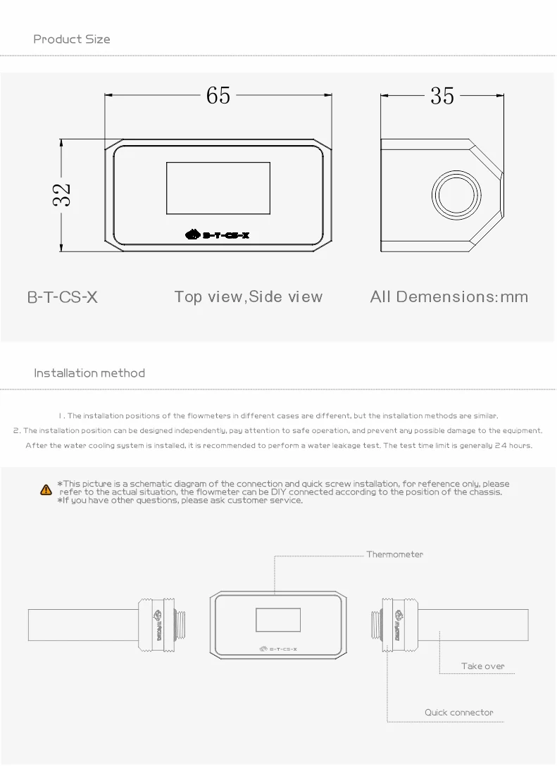 Bykski Oled Display Digital Medidor de Temperatura da Água Sistema Refrigerador Água Duplo g1 Fitting Fitting Termômetro Sensor Temperatura Montagem - Imagem 3
