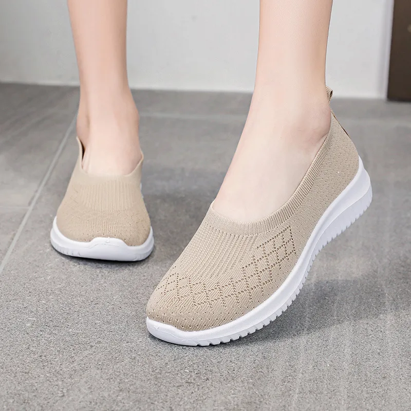 Lefu Women's Shoes Summer Net Eye Elderly Mom Shallow Breathable Large Size Work Driving Shoes 36-42