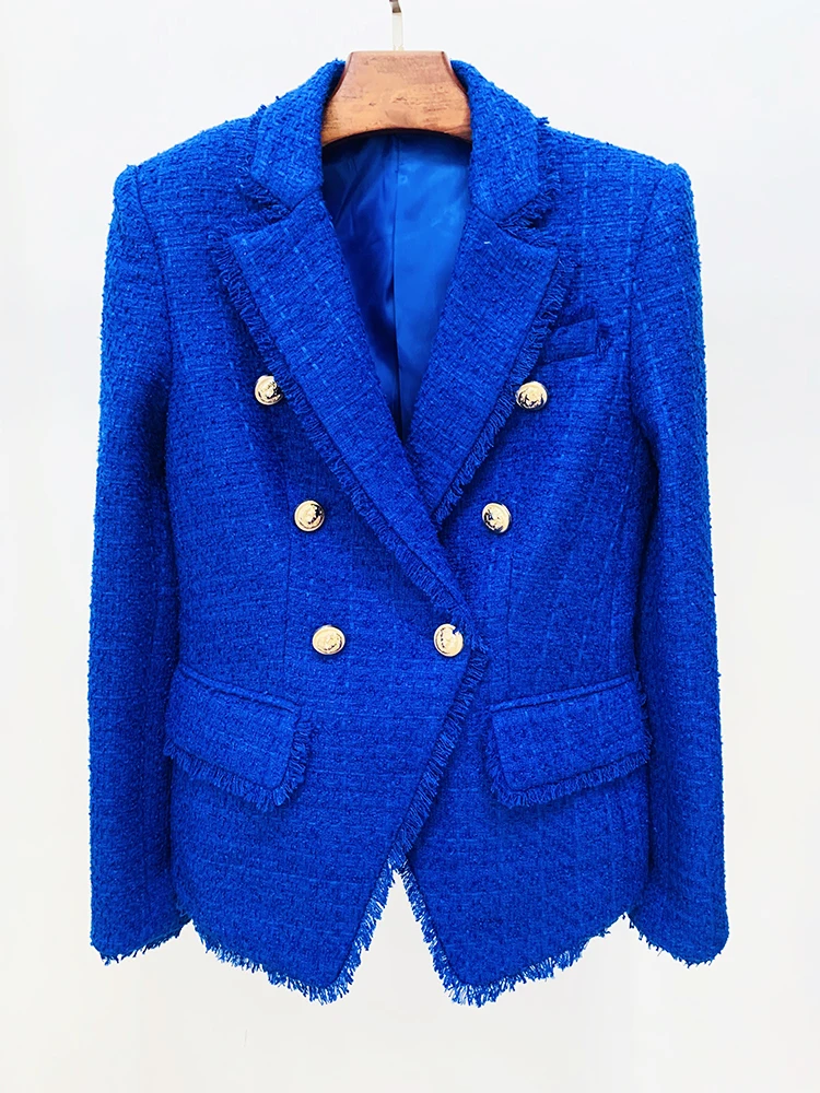 BLUELEA ブルレア　Double button tweed jacket Tweed Double Breasted Blazer | Women's Jackets Classic