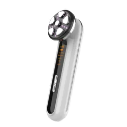Advanced Microcurrent Facial & Neck Rejuvenation Device with LED Light Therapy & Vibration (White)