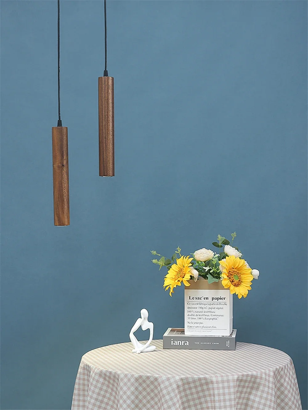 Description Picture 4 of itemNordic Ceiling Pendant Lamp Wooden Light Restaurant Creative Chandelier Light Bar Restaurant Home Decor Modern Solid Wood Lamp