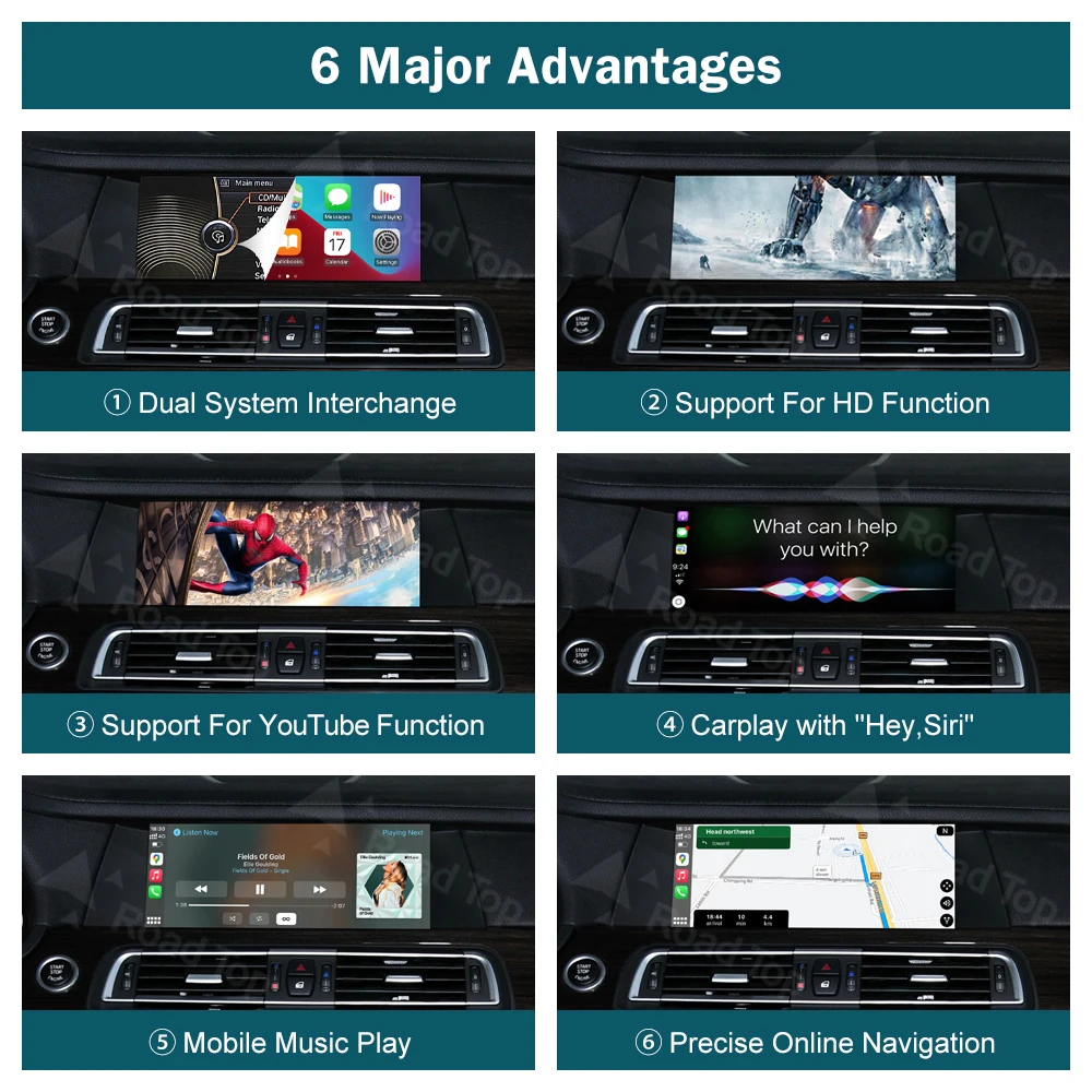 RoadTop Wireless CarPlay for BMW Series 5 7 F10 F11 F07 GT F01 F02