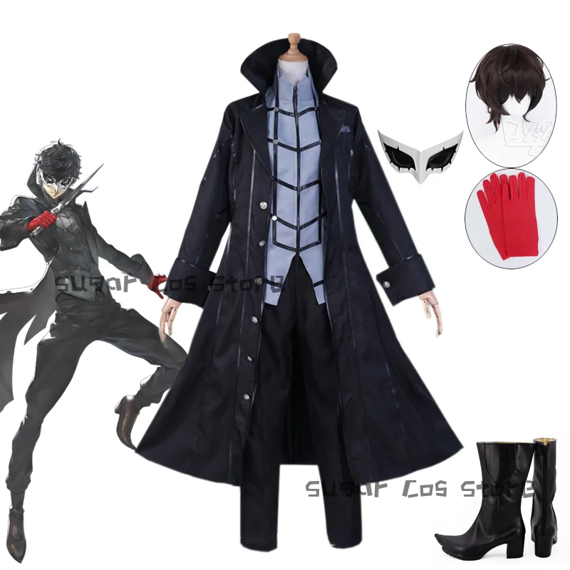 

Persona 5 Kurusu Akira Cosplay Costume Joker Uniform Mask Halloween Carnival Women Men Role Play Outfit Party Prop Custom Made