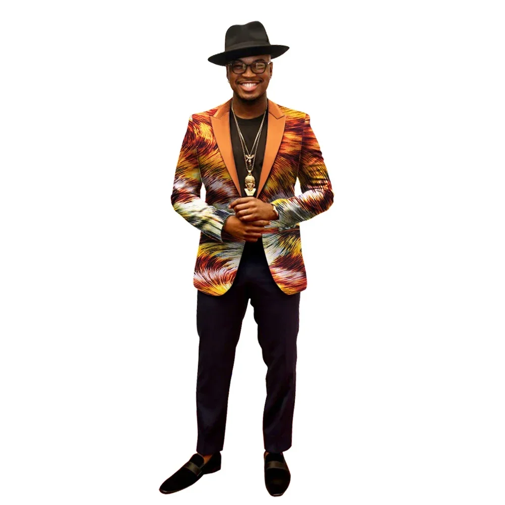 Men African Jacket Dashiki Print Blazer