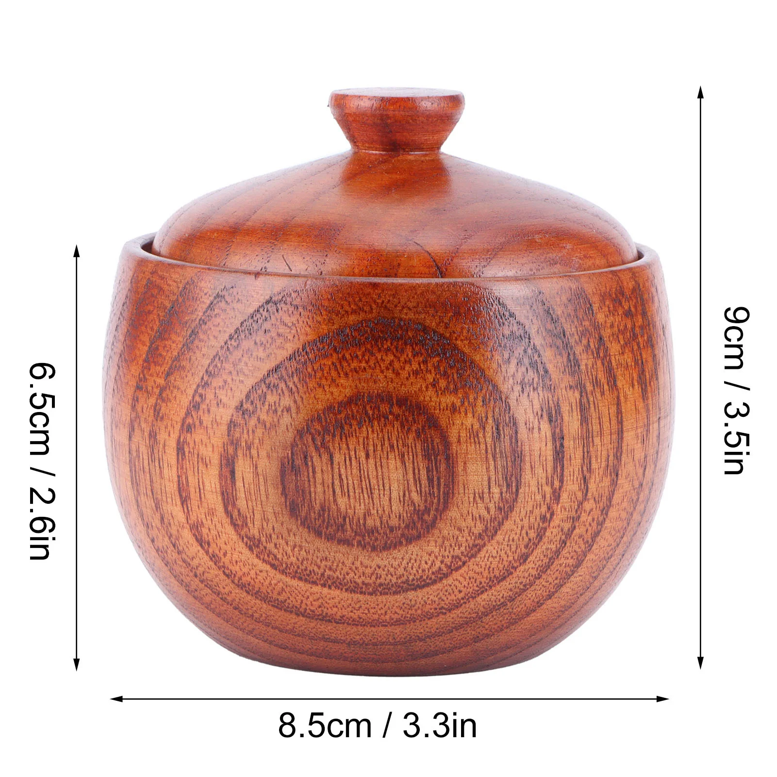 Wooden Salt Bowl with Lid Spoon Vintage Spice Jar Seasoning Container Cooking Utensil 150ml for Home Kitchen food storage container