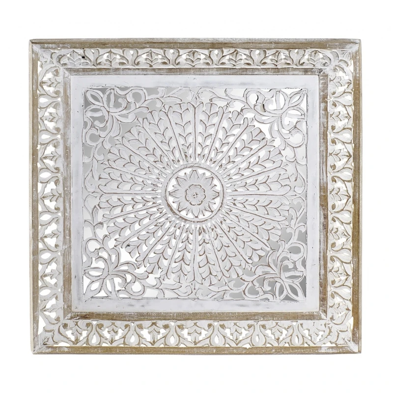 Medallón de flores de madera para pared, decoración de Mandala tallada,  Panel de flores de granja, placa colgante, escultura rústica geométrica -  AliExpress