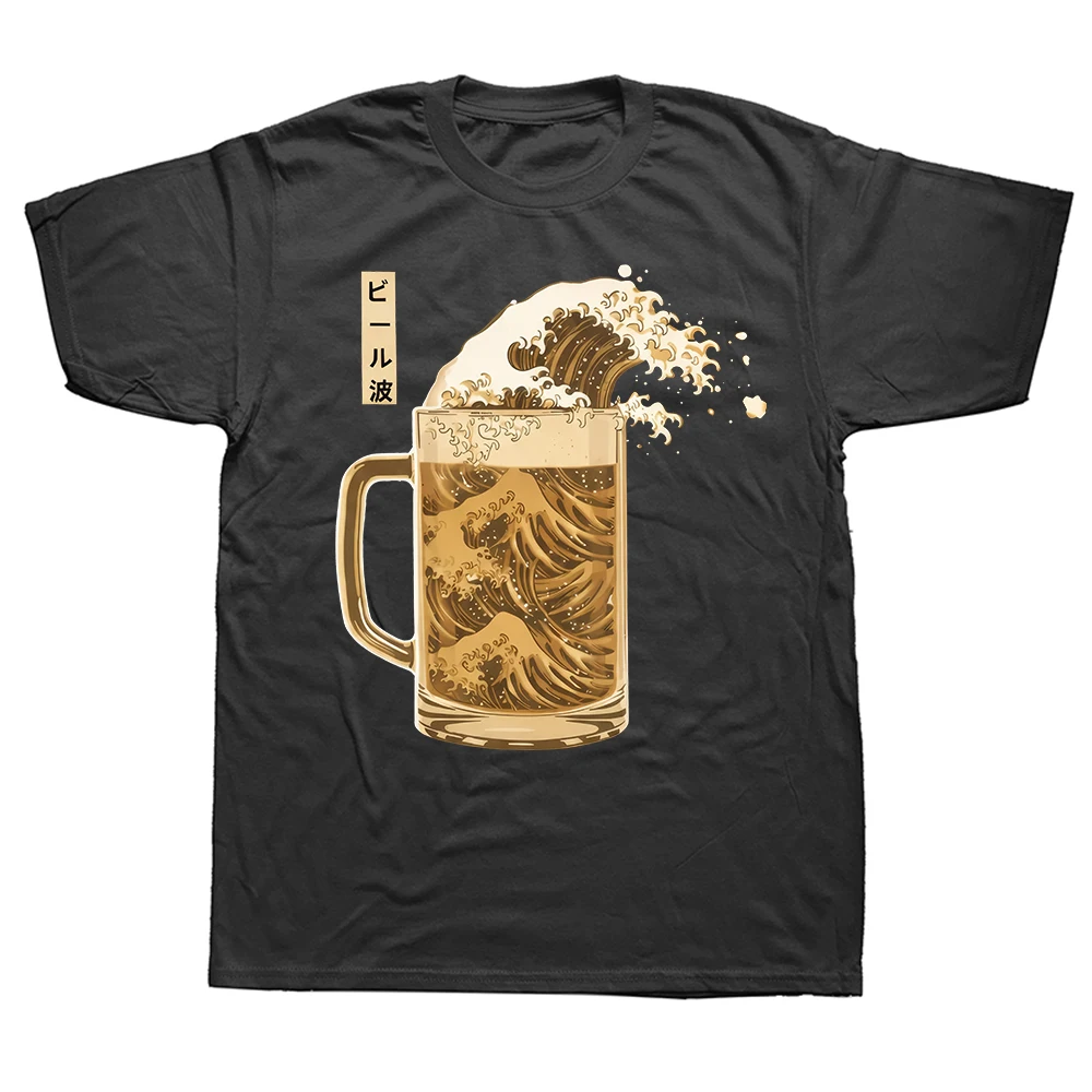 Lustiges japanisches Wave-Bier-T-Shirt, Craft-Brew-Kunst, Herren-Mode-Print-T-Shirt, locker geschnittenes Oversize-Streetwear-Hip-Hop-Unisex-T-Shirt
