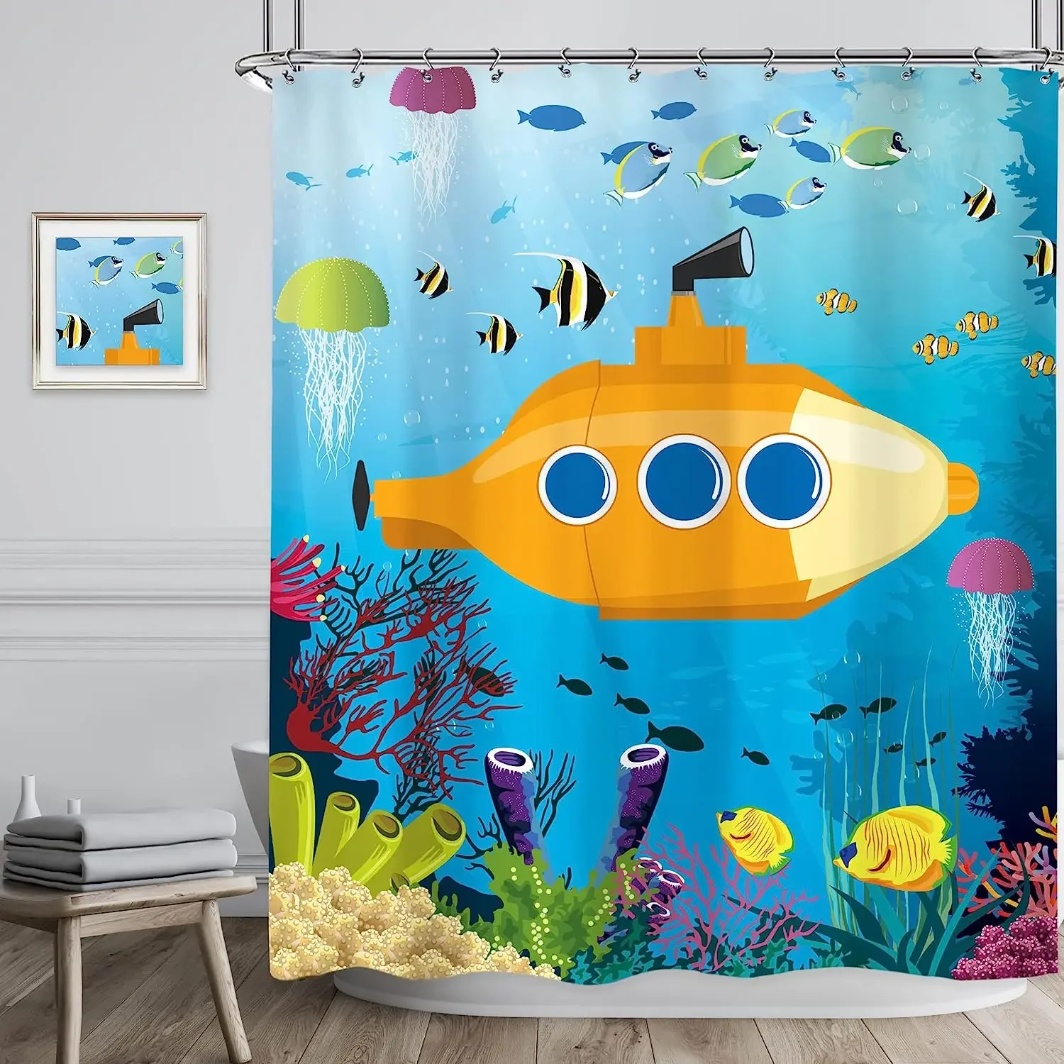 Duschvorhang Unterwasser Stoff Kinder Dusch Vorhang Badezimmer