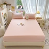 100% Cotton Pink Fitted Sheet Dust Protector Cover Universal Mattress Cover Bed Sheets Queen with Elastic Bed Linens Bedding Set 1
