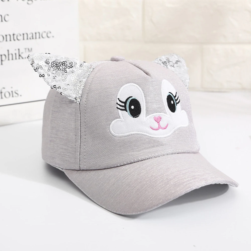 Summer Children's Caps New Cute Cartoon Cat Ear Girls Hats Adjustable Baseball Cap For Kids Children Girl Sun Hat 2-8 Years 6