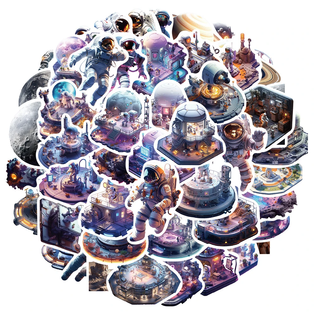 

10/30/50PCS INS Style Cute Outer Space Astronaut Aesthetic Stickers Decorative Stationery Laptop Phone PVC Cool Cartoon Sticker