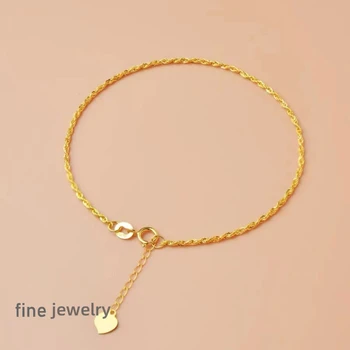 Authentic Real 18K Gold AU750 Twisted Bracelet Exquisite Delicate Gift Classic Present For Women Adjustable Fine Jewelry