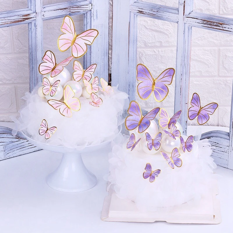 Description Picture 5 of item10pcs Butterfly Cake Decoration Festival Plugin Baking Decoration Flag Happy Birthday Party Cake Wedding Birthday Insert Decor