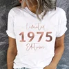 Limited Edition 1975 Vintage 70th Birthday Letter Print T-Shirts, Women's Casual Short Sleeve Crew Neck Top for Summer & Spring 1