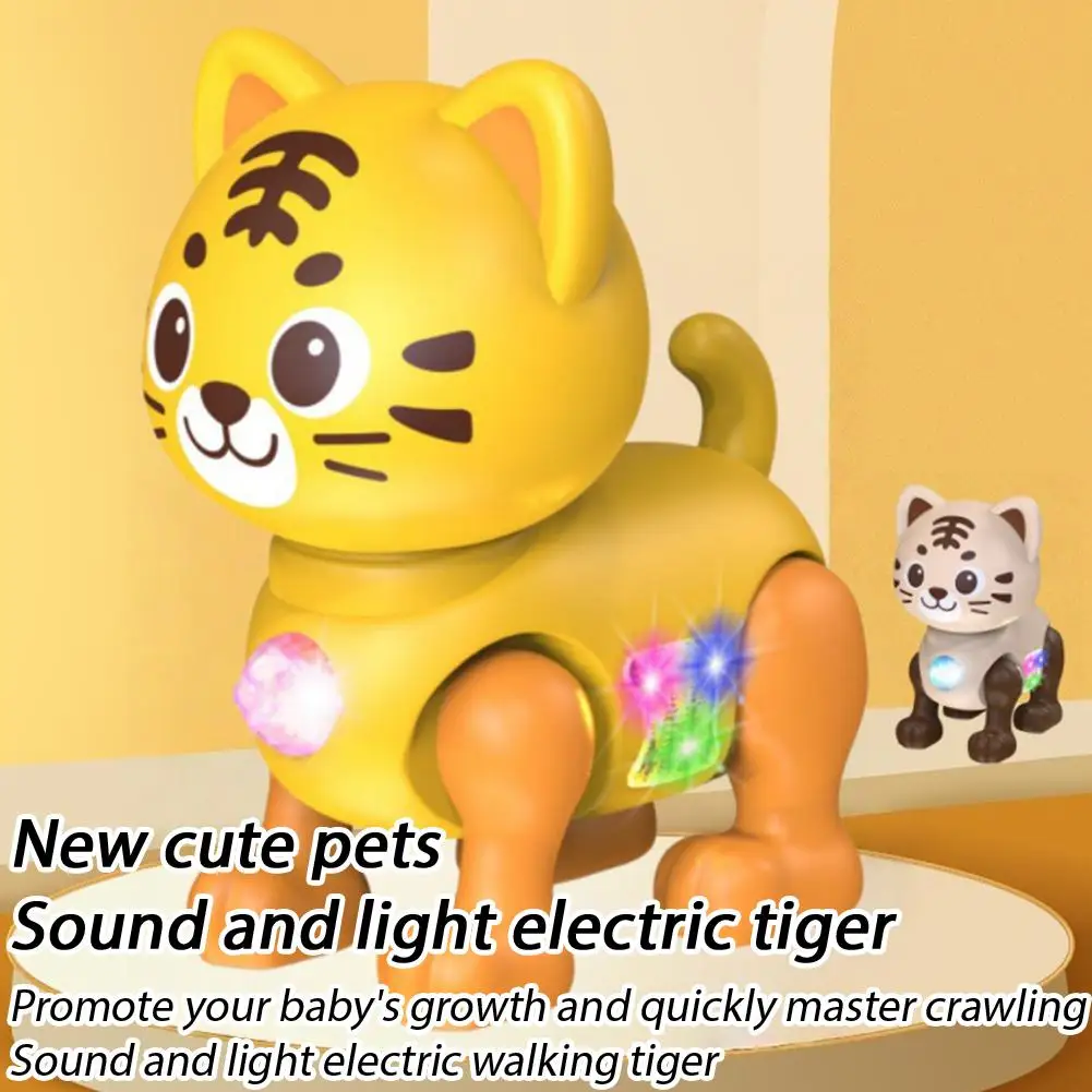 Smart Electric Pink Cat Toy for Boys Girls Interactive Walking Kitten Robot with Colorful Flashing Lights and Sound Effect