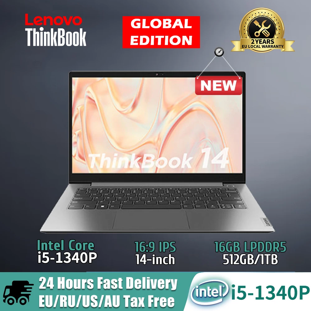 Lenovo ThinkBook 14 Laptop 2023 13th Gen Core i5-1340P Intel Iris Xe 16GB RAM 512G/1T/2TB SSD 14Inch FHD IPS Screen Notebook Pc