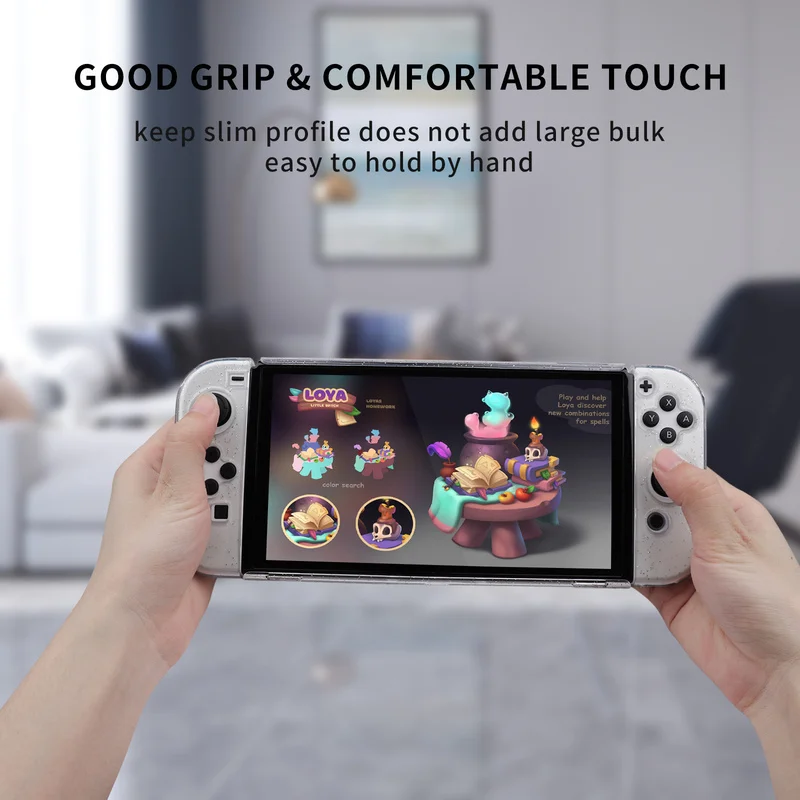 Nintendo Switch Oled 콘솔 비디오 게임 패드 커버 스킨 액세서리 용 투명 보호 TPU + PC 윤기 나는 케이스