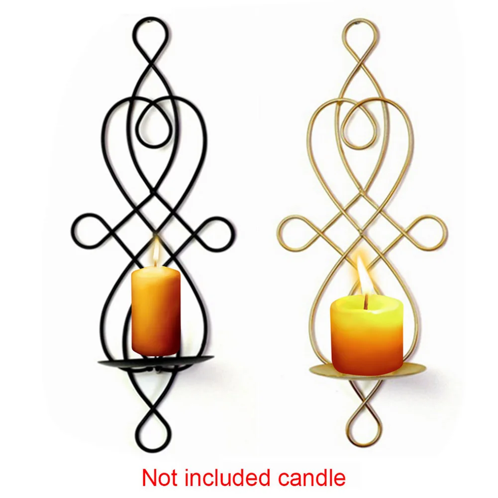 2pcs Iron Wall Hanging Candle Holder Metal Party Wedding Home Dinner Decoration Candlestick Pastoral Vintage Candle Stand