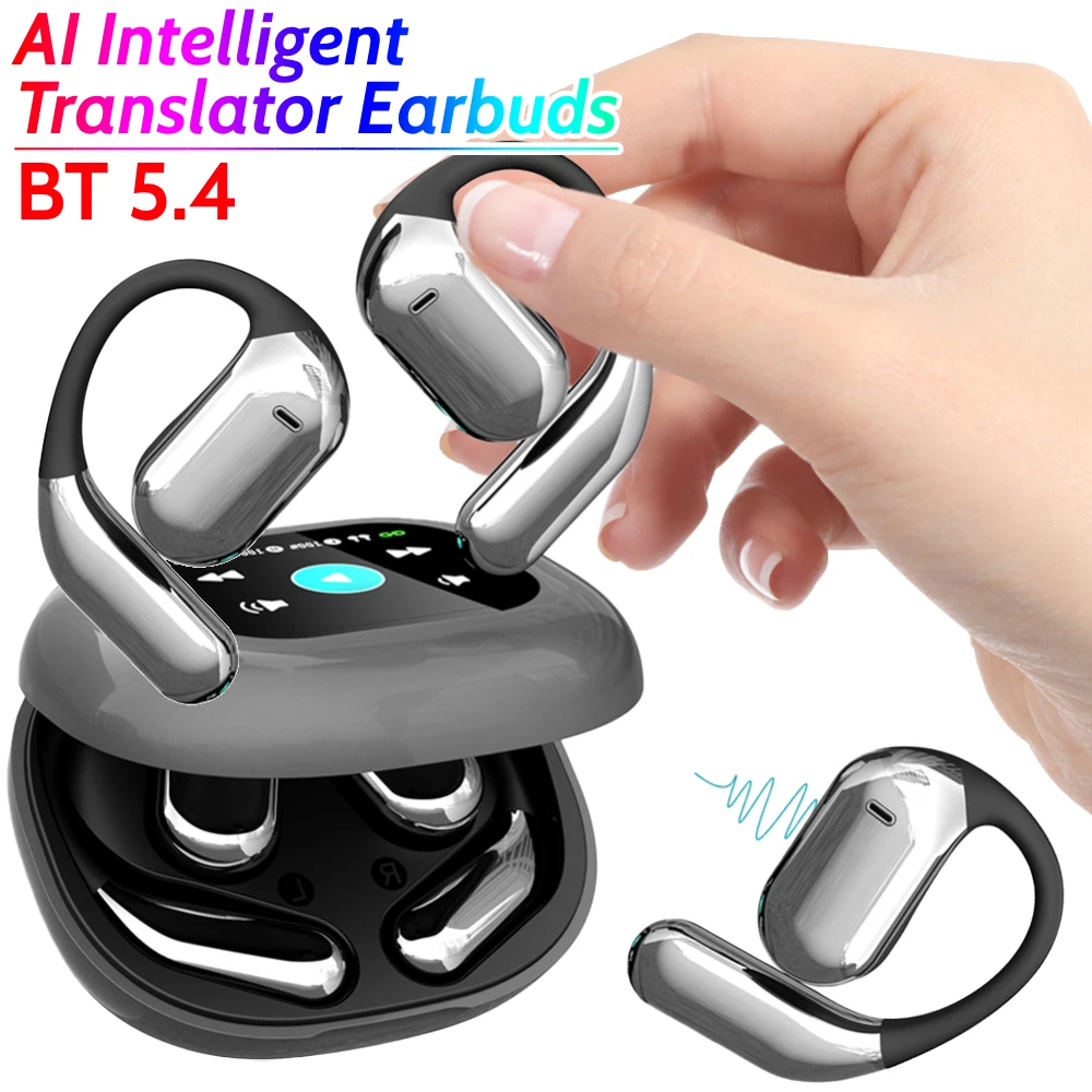 AI Real Time AI Translator Earbuds IPX7 Waterproof Bluetooth-Compatible 5.4 Two-Way Voice Translator for Sports Business Travel