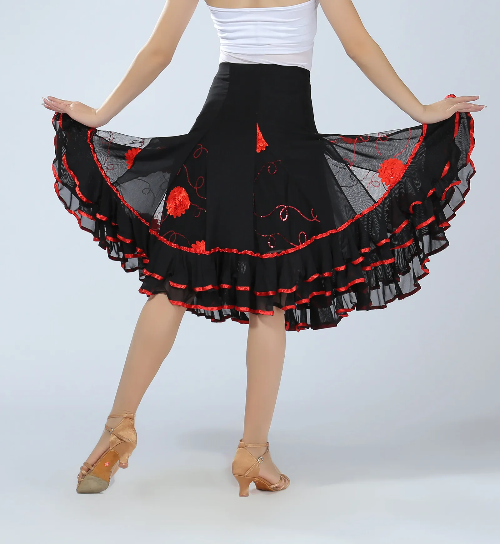 Womens dance skirt large swing skirt national standard ballroom dance costumes
